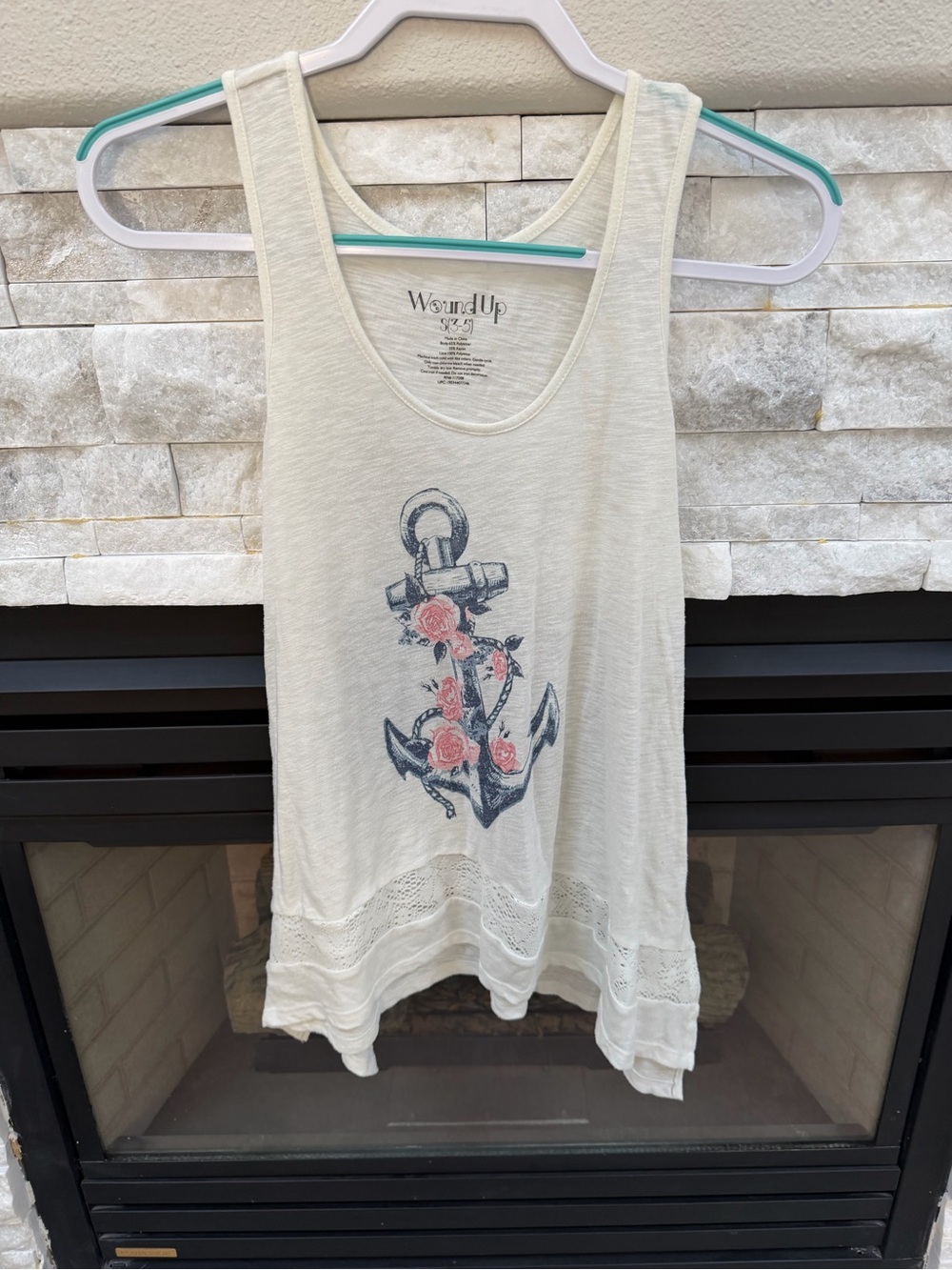 Wound Up Cream Floral Anchor Tank Top